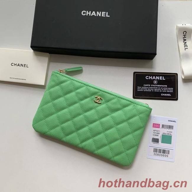 CHANEL 19 Caviar Original Leather Carry on bag AP1060 green