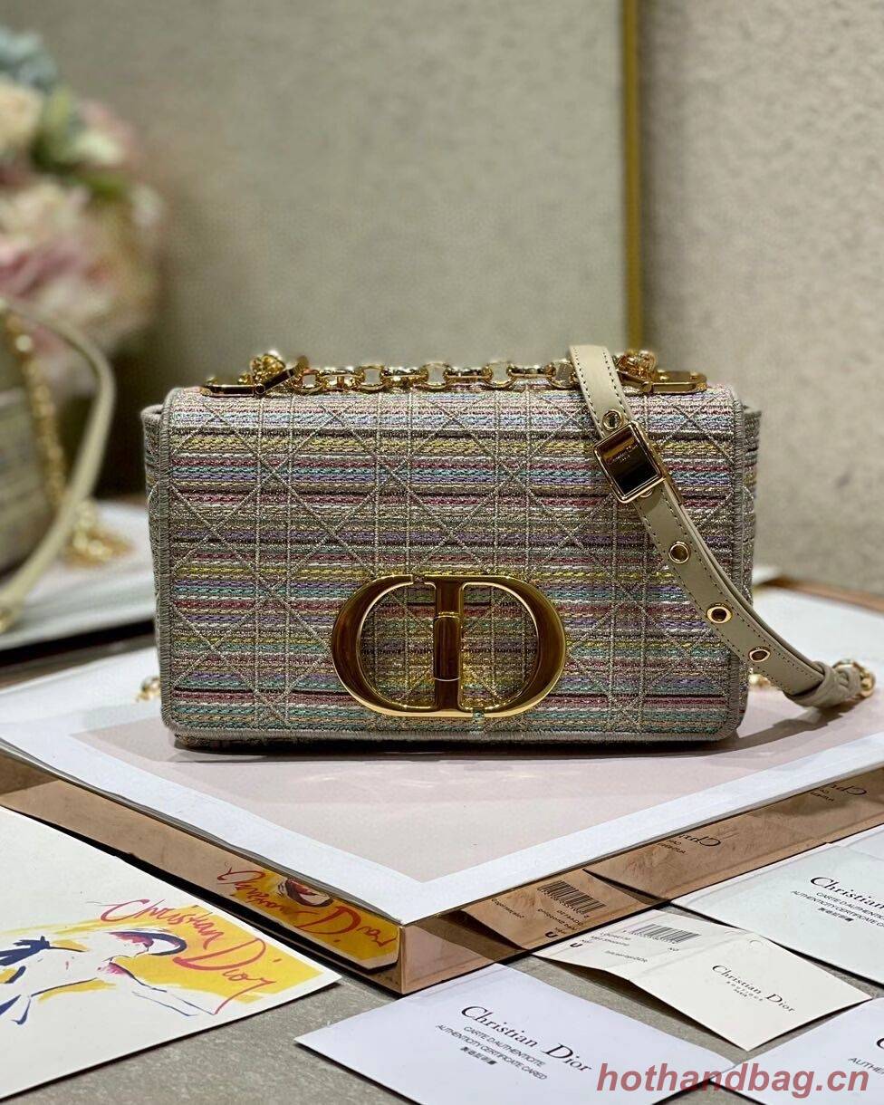 SMALL DIOR CARO BAG Multicolor Striped Embroidery M9241