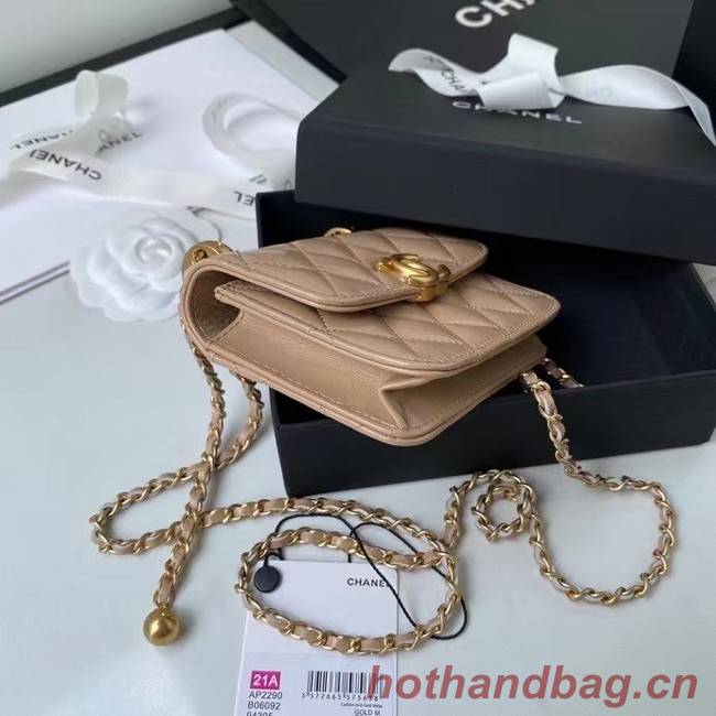 CHANEL mini wallet on chain AP2290 brown