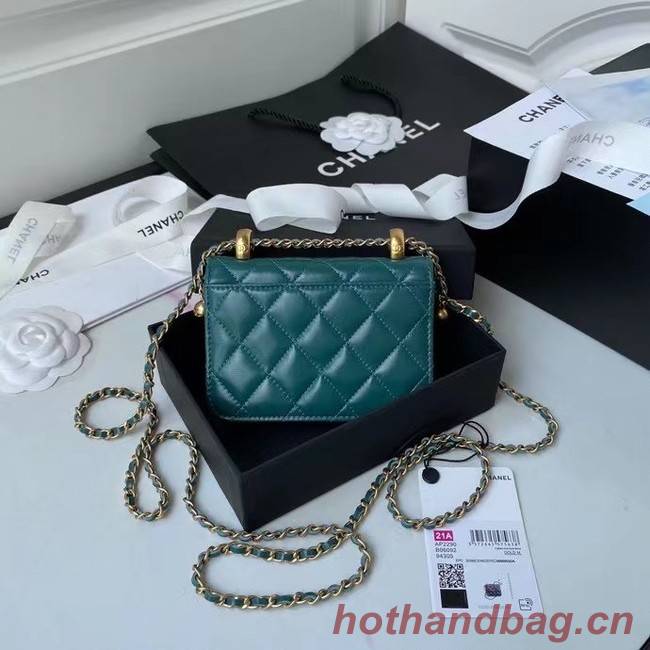 CHANEL mini wallet on chain AP2290 green