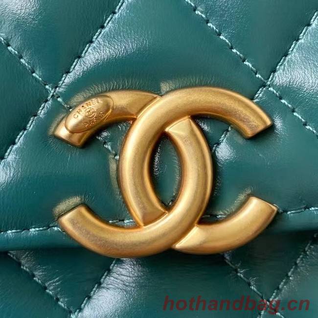 CHANEL mini wallet on chain AP2290 green