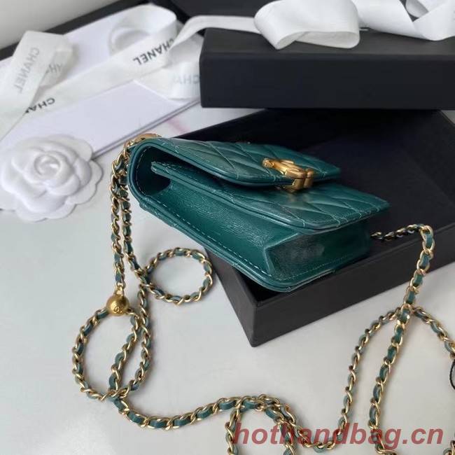 CHANEL mini wallet on chain AP2290 green