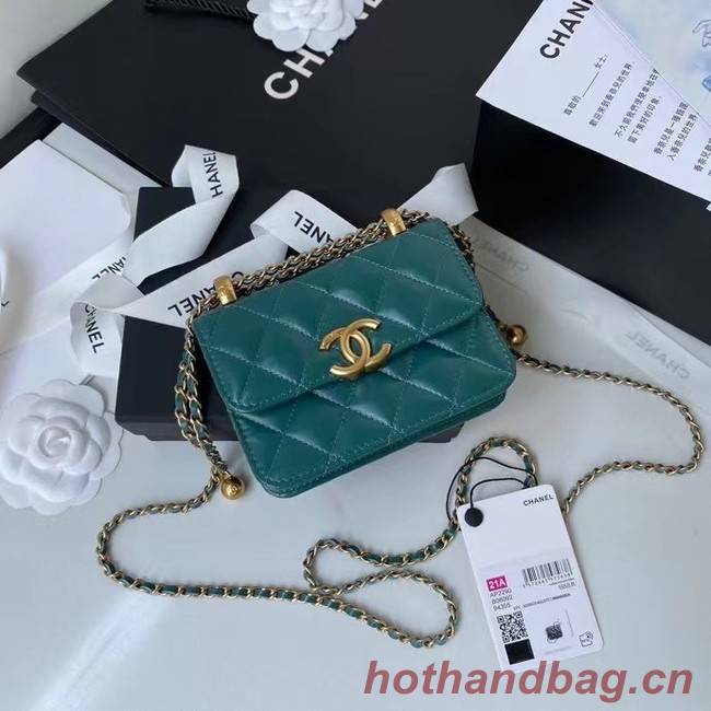 CHANEL mini wallet on chain AP2290 green