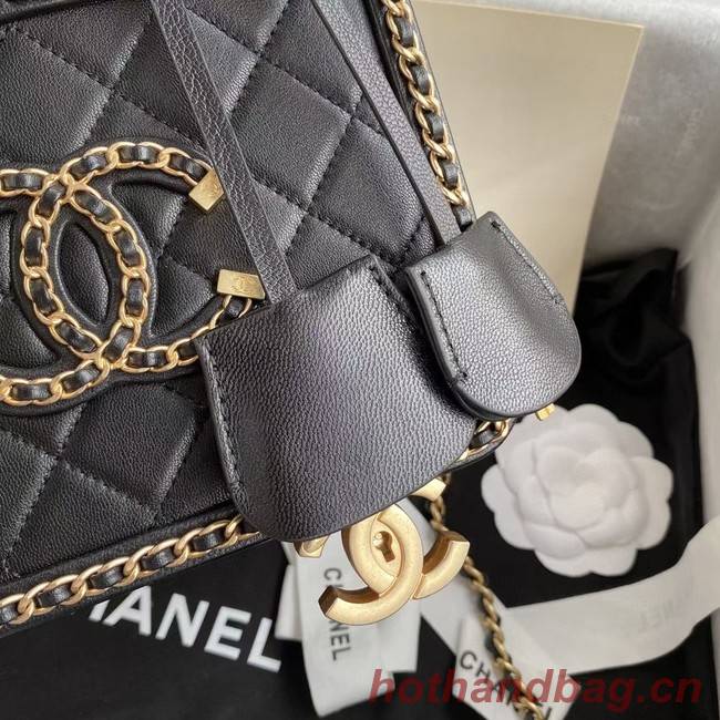 Chanel Lambskin Crystal Calfskin & Gold-Tone Metal Cosmetic Bag 8817 black