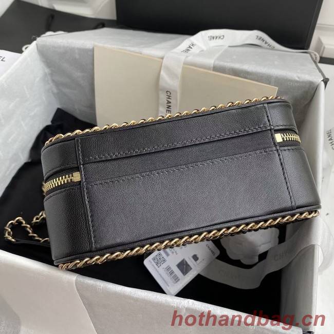 Chanel Lambskin Crystal Calfskin & Gold-Tone Metal Cosmetic Bag 8818 black