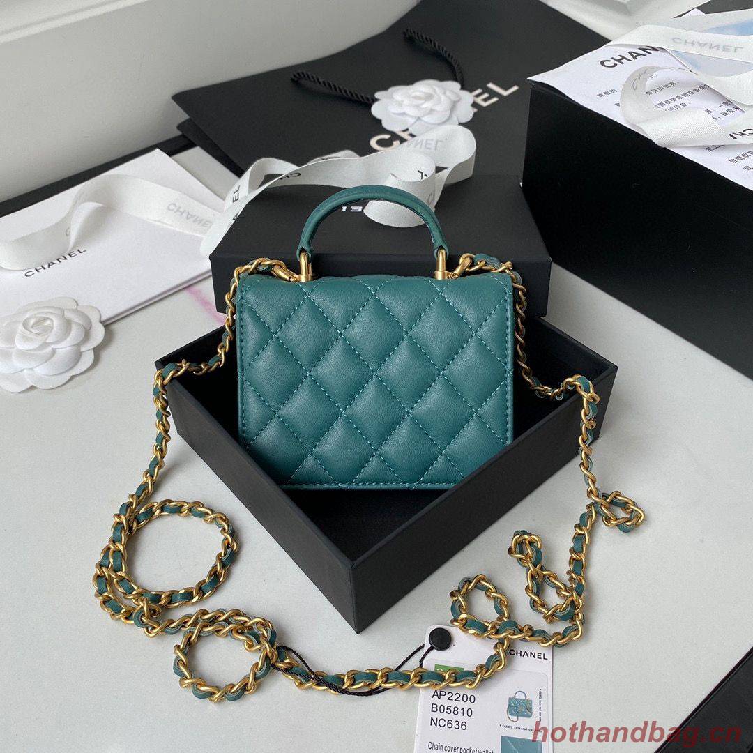 CHANEL Top Handle Micro Mini Wallet On Chain AP2200 Green