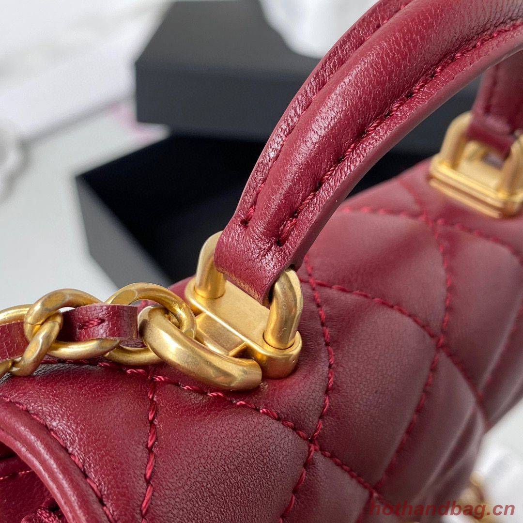 CHANEL Top Handle Micro Mini Wallet On Chain AP2200 Red