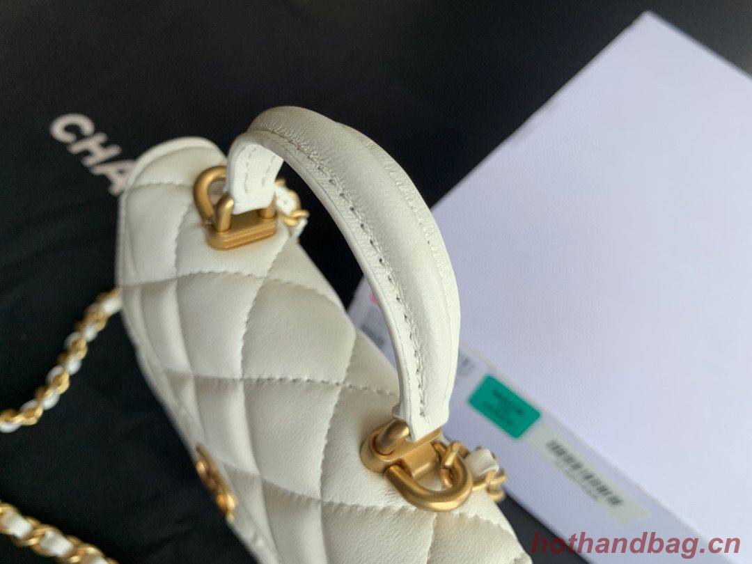 CHANEL Top Handle Micro Mini Wallet On Chain AP2200 White