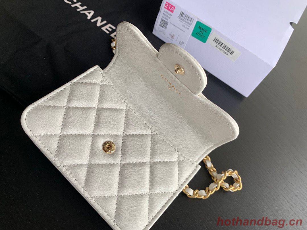 CHANEL Top Handle Micro Mini Wallet On Chain AP2200 White