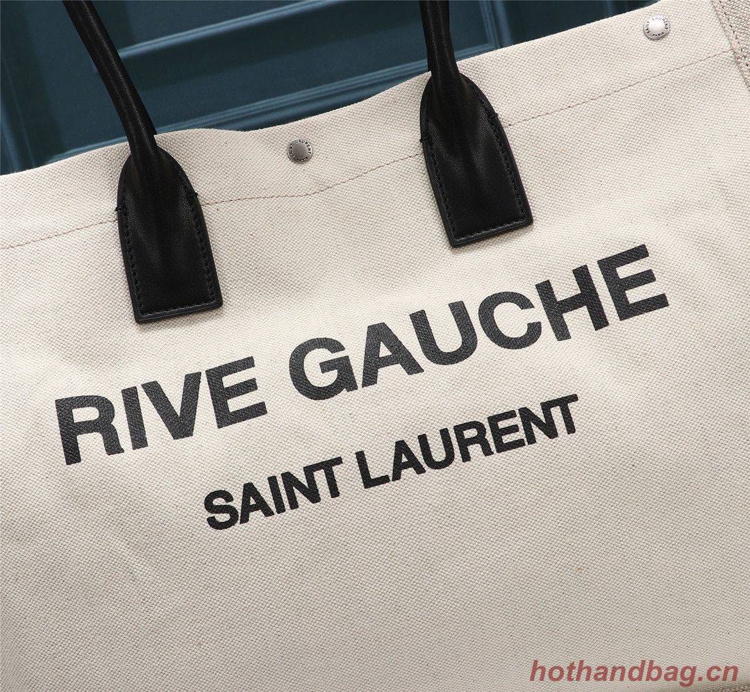 Yves Saint Laurent Rive Gauche Tote Shopping Bag 59929 White