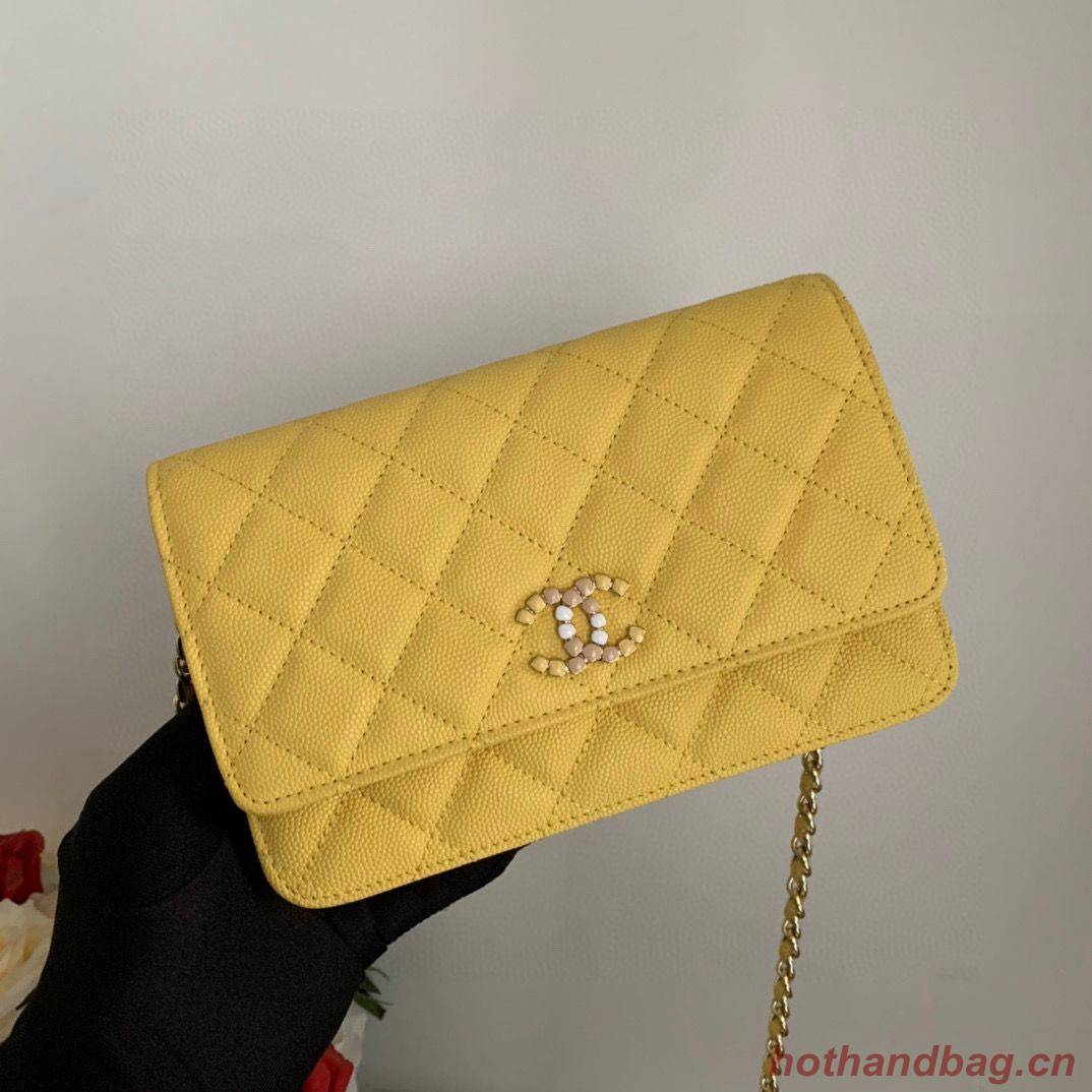 Chanel WOC Original Caviar Leather Flap cross-body bag V33818 Yellow