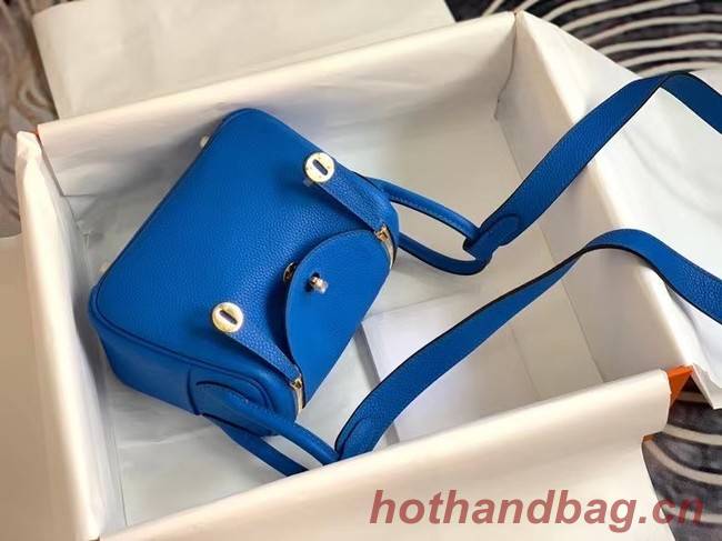 Hermes mini Lindy Original Togo Leather Bag OLD19 Electric blue