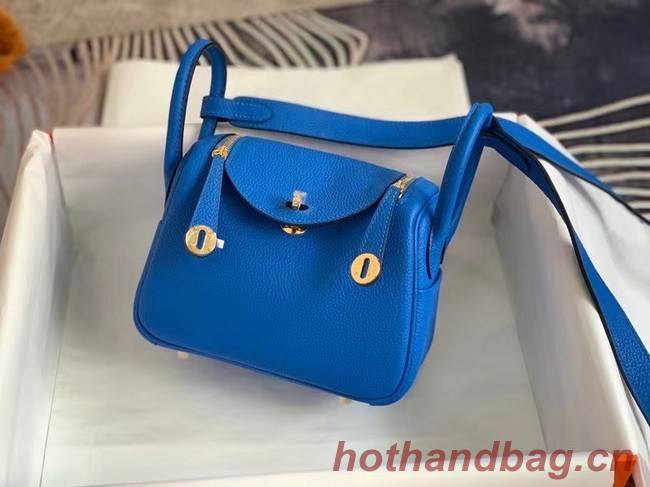 Hermes mini Lindy Original Togo Leather Bag OLD19 Electric blue