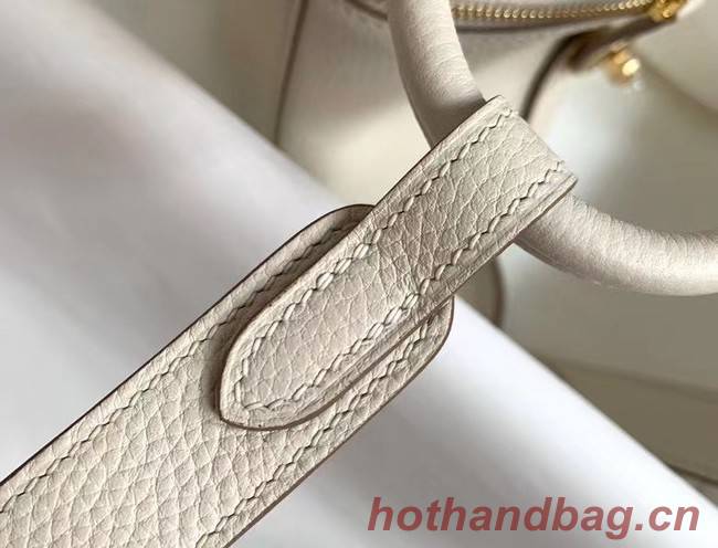 Hermes mini Lindy Original Togo Leather Bag OLD19 Pearl White