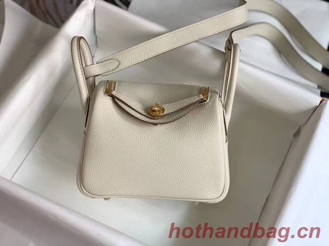 Hermes mini Lindy Original Togo Leather Bag OLD19 Pearl White