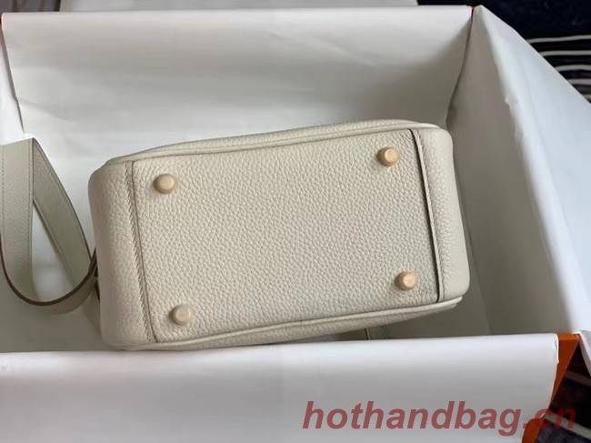 Hermes mini Lindy Original Togo Leather Bag OLD19 Pearl White