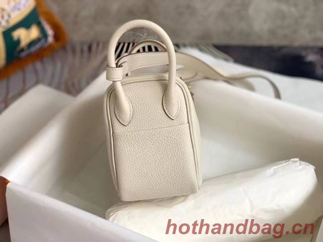 Hermes mini Lindy Original Togo Leather Bag OLD19 Pearl White