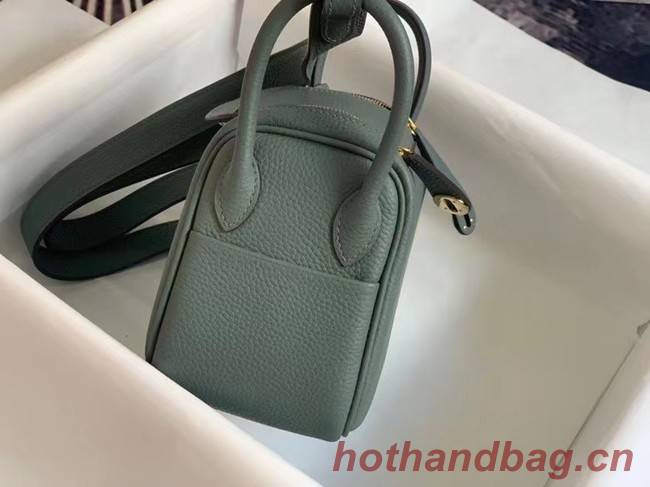 Hermes mini Lindy Original Togo Leather Bag OLD19 blackish green