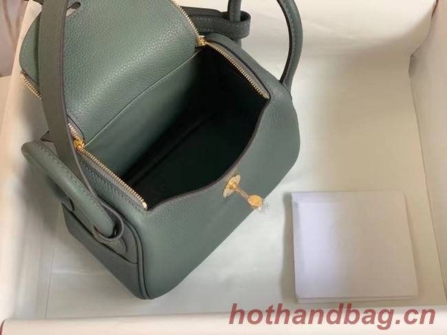 Hermes mini Lindy Original Togo Leather Bag OLD19 blackish green