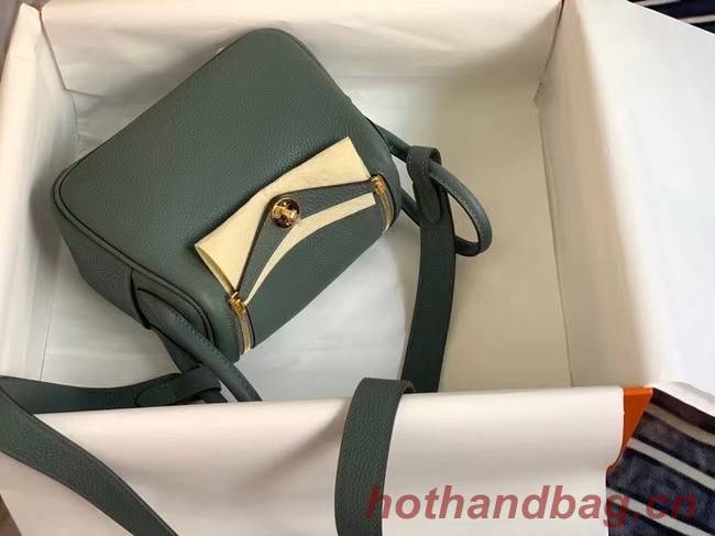 Hermes mini Lindy Original Togo Leather Bag OLD19 blackish green