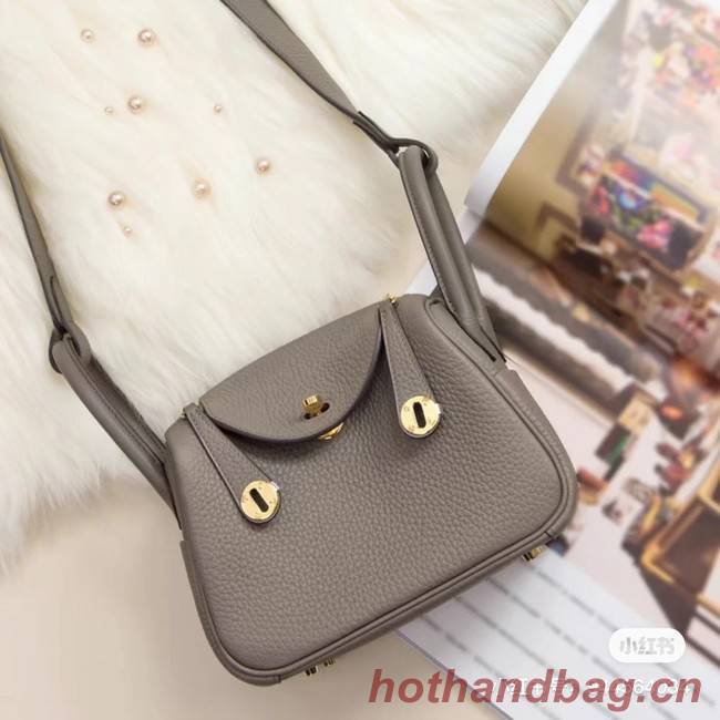 Hermes mini Lindy Original Togo Leather Bag OLD19 dark grey