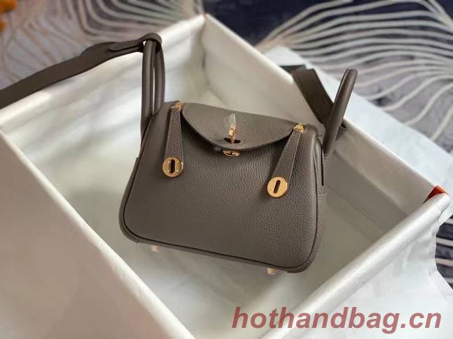 Hermes mini Lindy Original Togo Leather Bag OLD19 dark grey