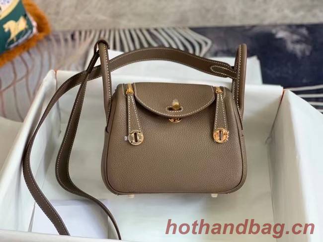 Hermes mini Lindy Original Togo Leather Bag OLD19 grey