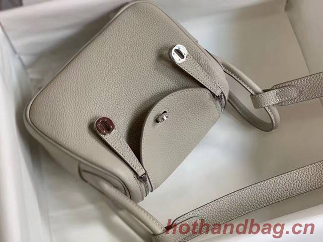 Hermes mini Lindy Original Togo Leather Bag OLD19 light grey