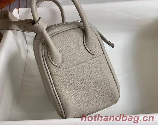 Hermes mini Lindy Original Togo Leather Bag OLD19 light grey