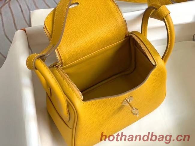 Hermes mini Lindy Original Togo Leather Bag OLD19 yellow