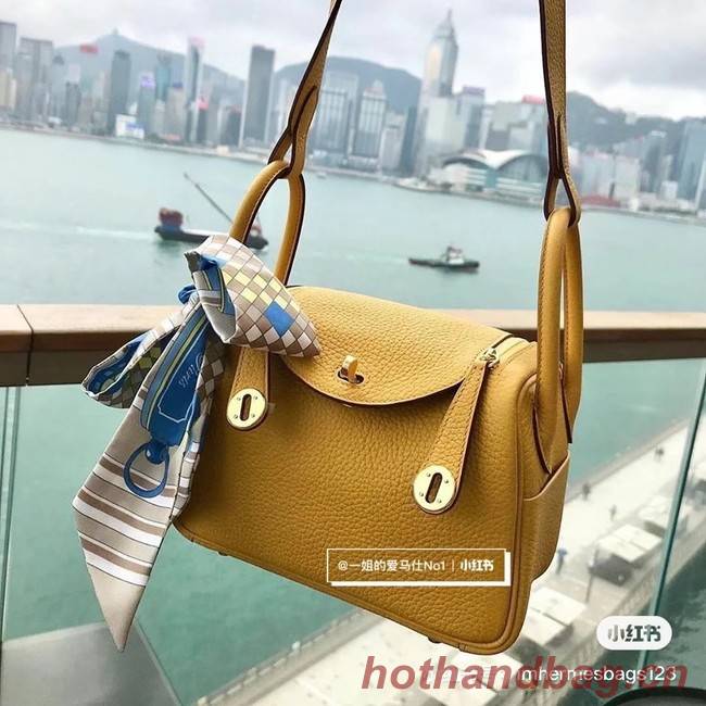 Hermes mini Lindy Original Togo Leather Bag OLD19 yellow