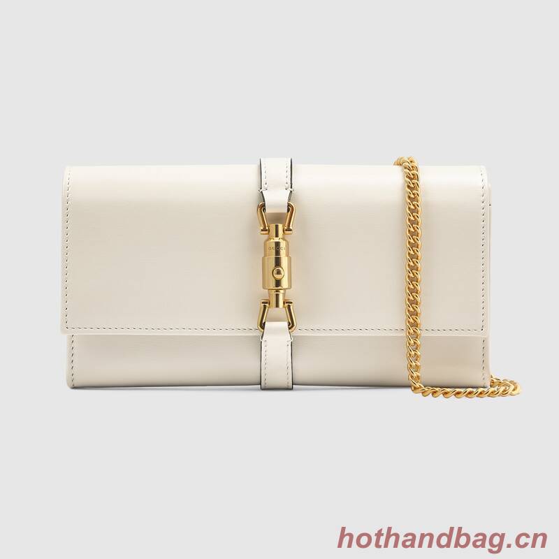 Gucci Jackie 1961 ostrich chain wallet 652681 white