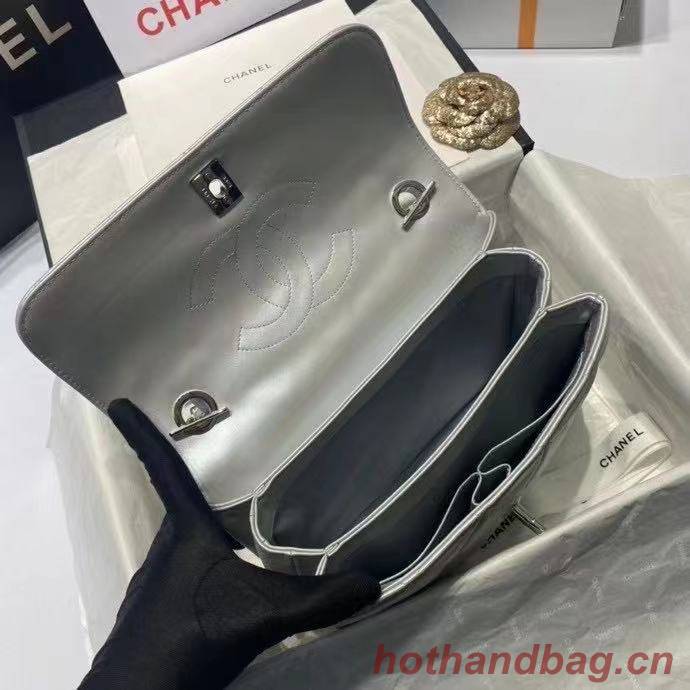 Chanel flap bag with top handle AS2215 Silver