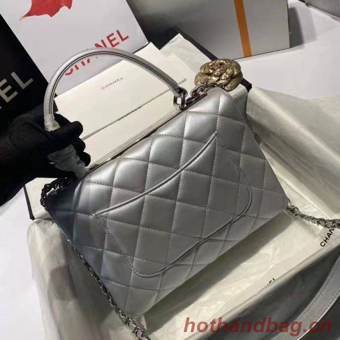 Chanel flap bag with top handle AS2215 Silver