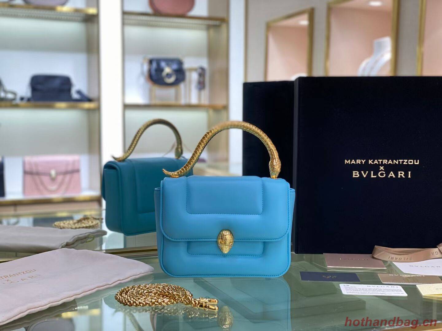 Bvlgari Serpenti Forever leather small crossbody bag B209107 sky blue