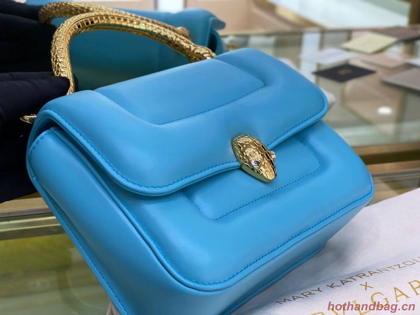 Bvlgari Serpenti Forever leather small crossbody bag B209107 sky blue