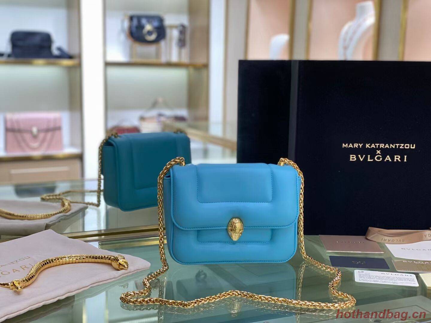 Bvlgari Serpenti Forever leather small crossbody bag B209107 sky blue