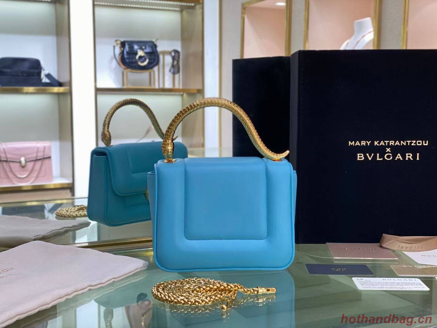 Bvlgari Serpenti Forever leather small crossbody bag B209107 sky blue