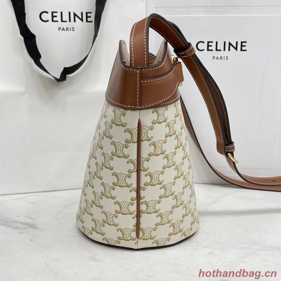 Celine BUCKET BAG IN SHINY CALFSKIN CR92072 WHITE