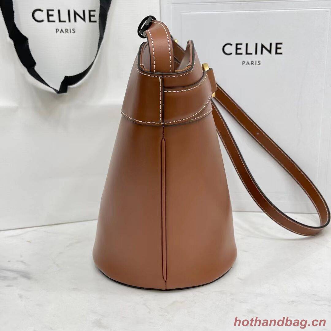 Celine BUCKET BAG IN SHINY CALFSKIN CR92072 brown