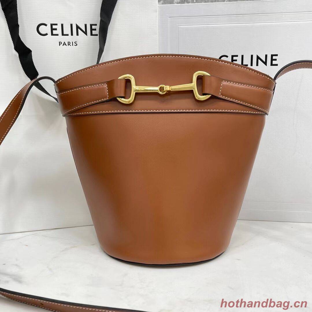 Celine BUCKET BAG IN SHINY CALFSKIN CR92072 brown