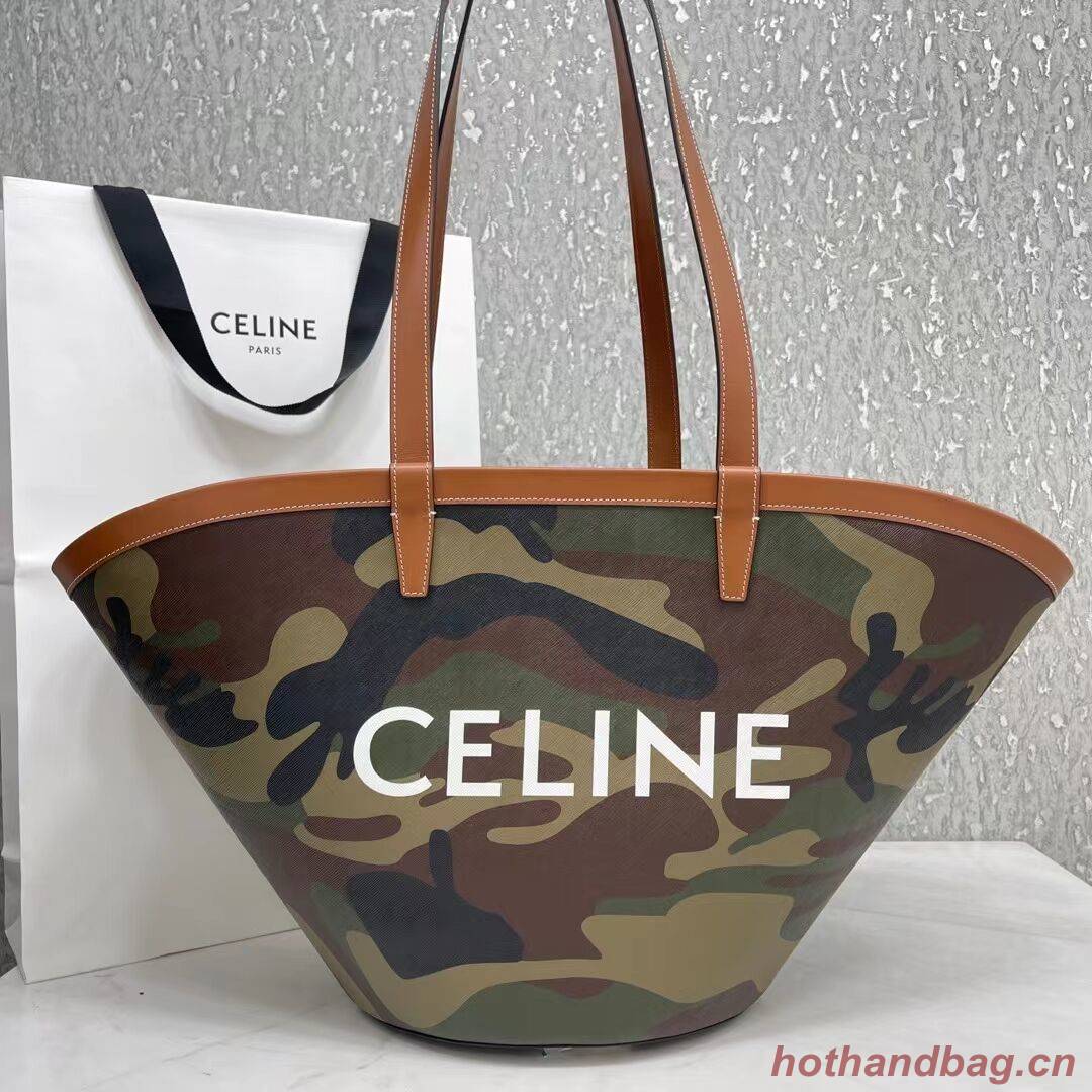 Celine MEDIUM COUFFIN BAG IN TRIOMPHE CANVAS CELINE PRINT 196262 green