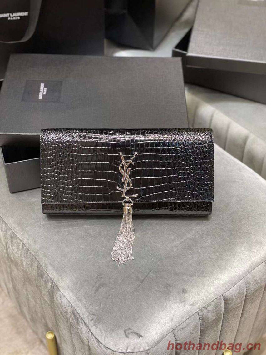 YSL Saint Laurent Medium Kate Bag Y306079 Black silver hardware