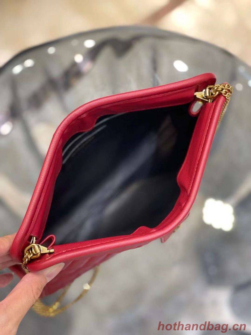 Yves Saint Laurent VICTOIRE BABY CLUTCH IN LEATHER Y357361 red