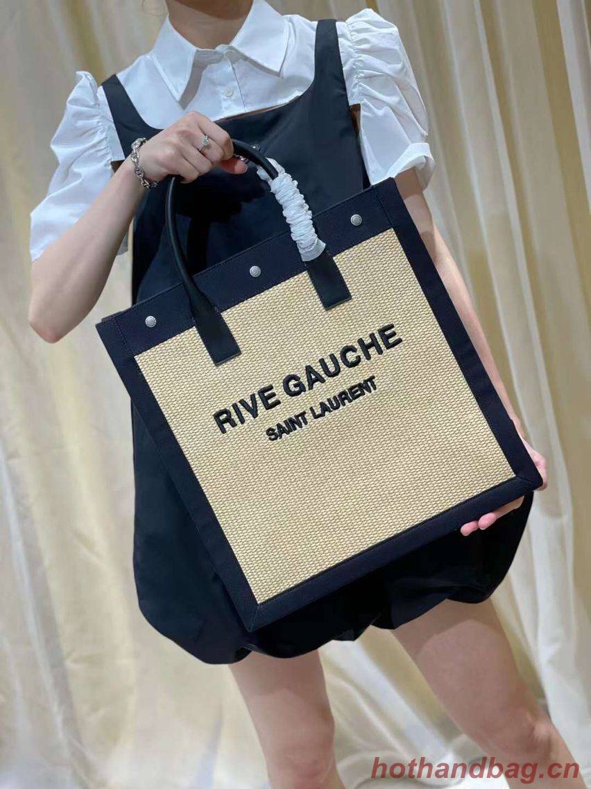 Yves Saint Laurent RIVE GAUCHE N/S SHOPPING BAG IN COTTON 9E1070 Beige