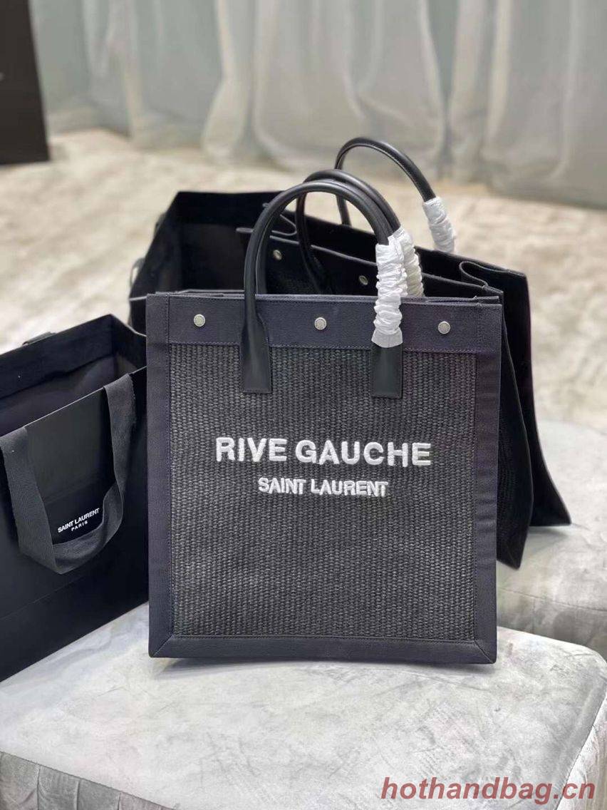 Yves Saint Laurent RIVE GAUCHE N/S SHOPPING BAG IN COTTON 9E1070 black