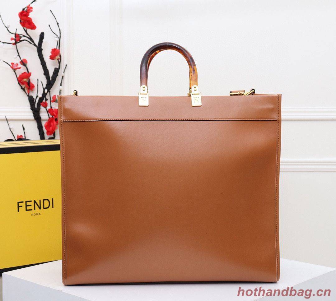 FENDI Shopper leather bag F6398 Brown