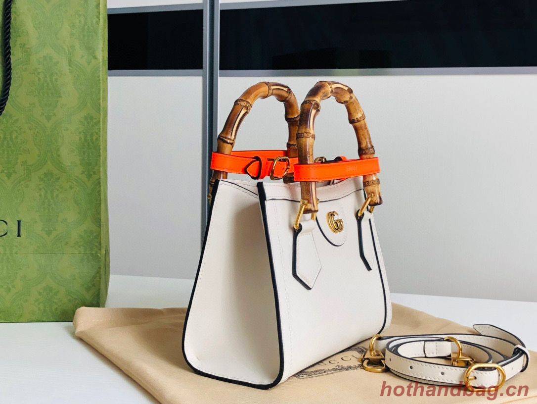 Gucci Diana GG Bamboo Top Handle Original Leather Mini Bag 655661 White