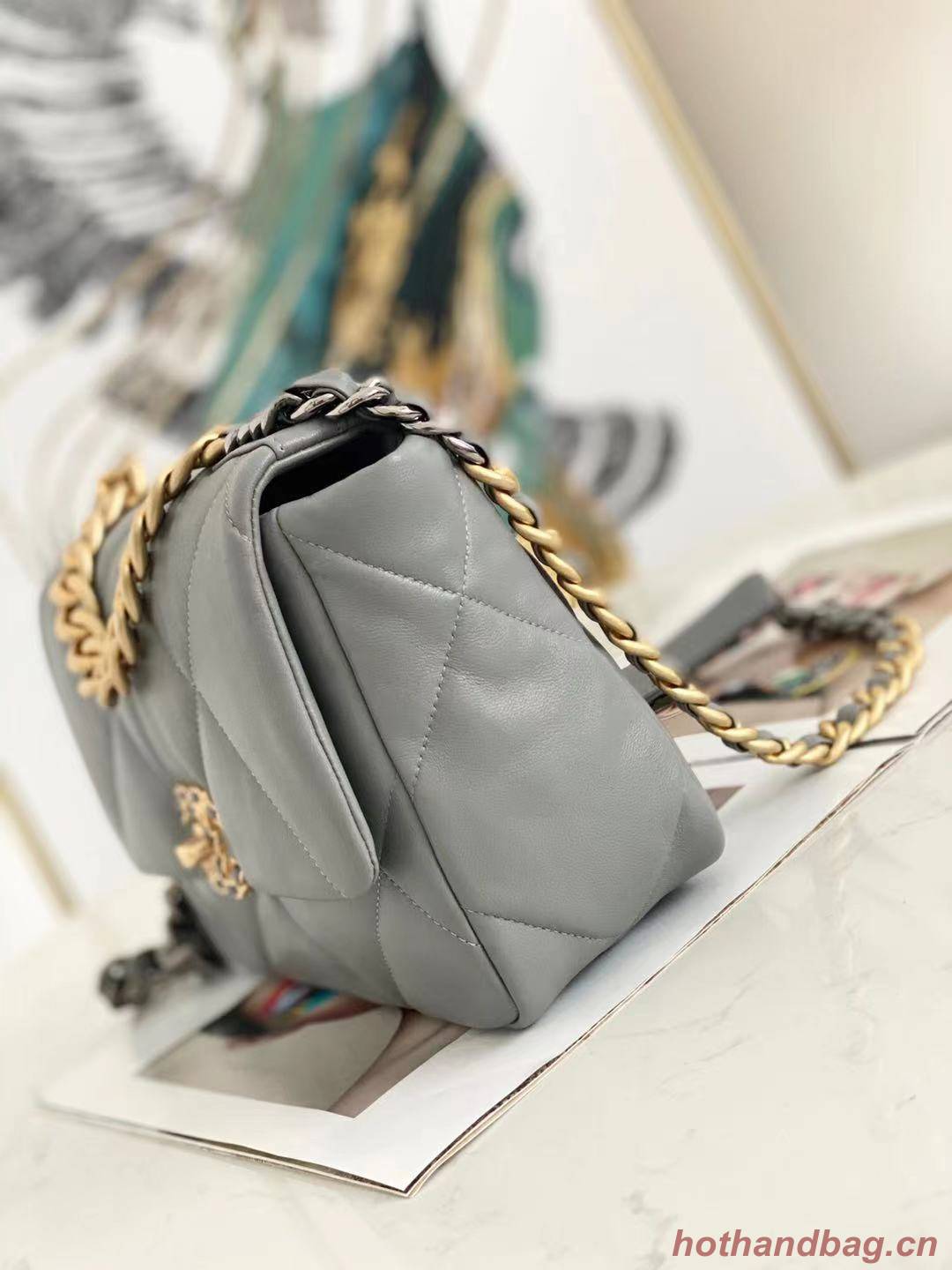 CHANEL 19 Flap Bag AS1160 AS1161 AS1162 grey