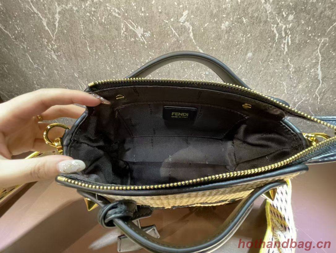 FENDI Braided Straw Bag  F1578 Black